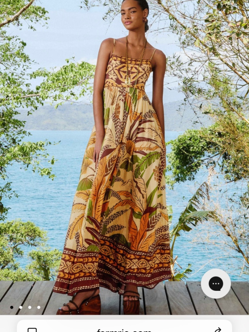 Farm Rio Sand Foliage Sketch Maxi Dress